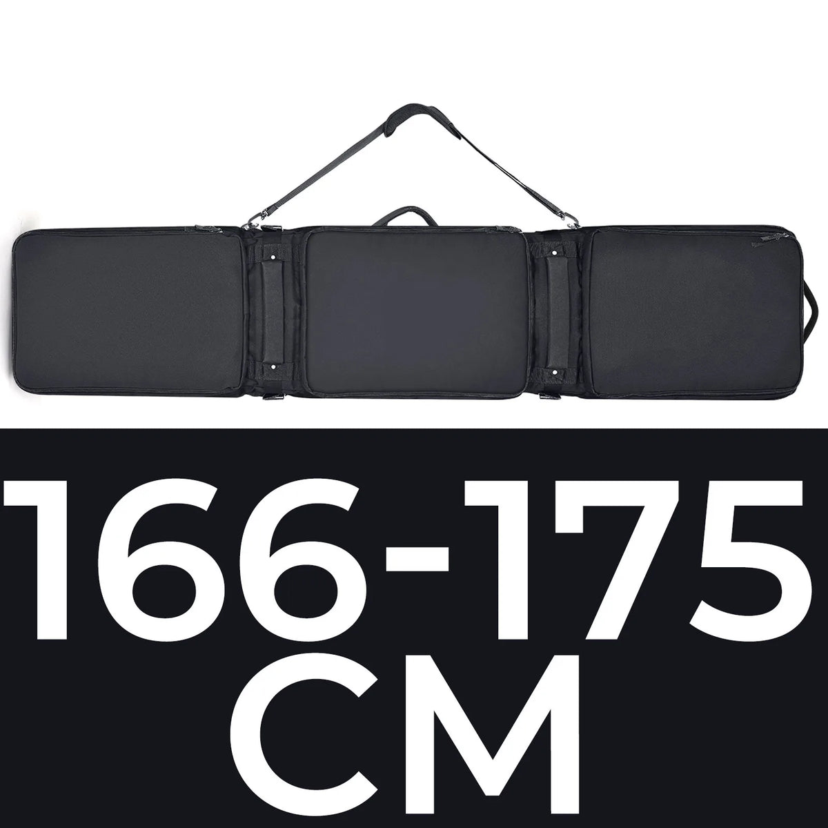 600D fully padded snowboard bag, black waterproof travel case for skis/snowboard, 166-175 cm, with handles
