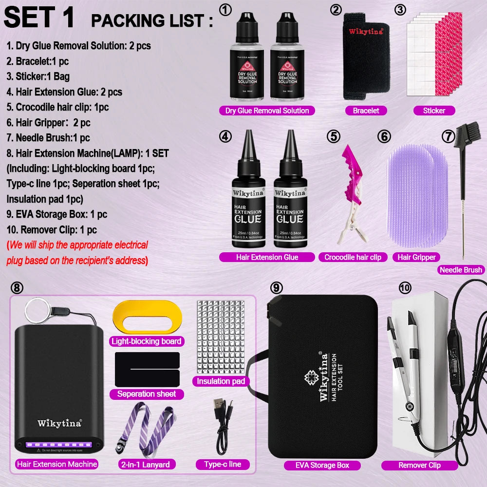 Wikytina UV Light Hair Extension Machine With Glue And Tools