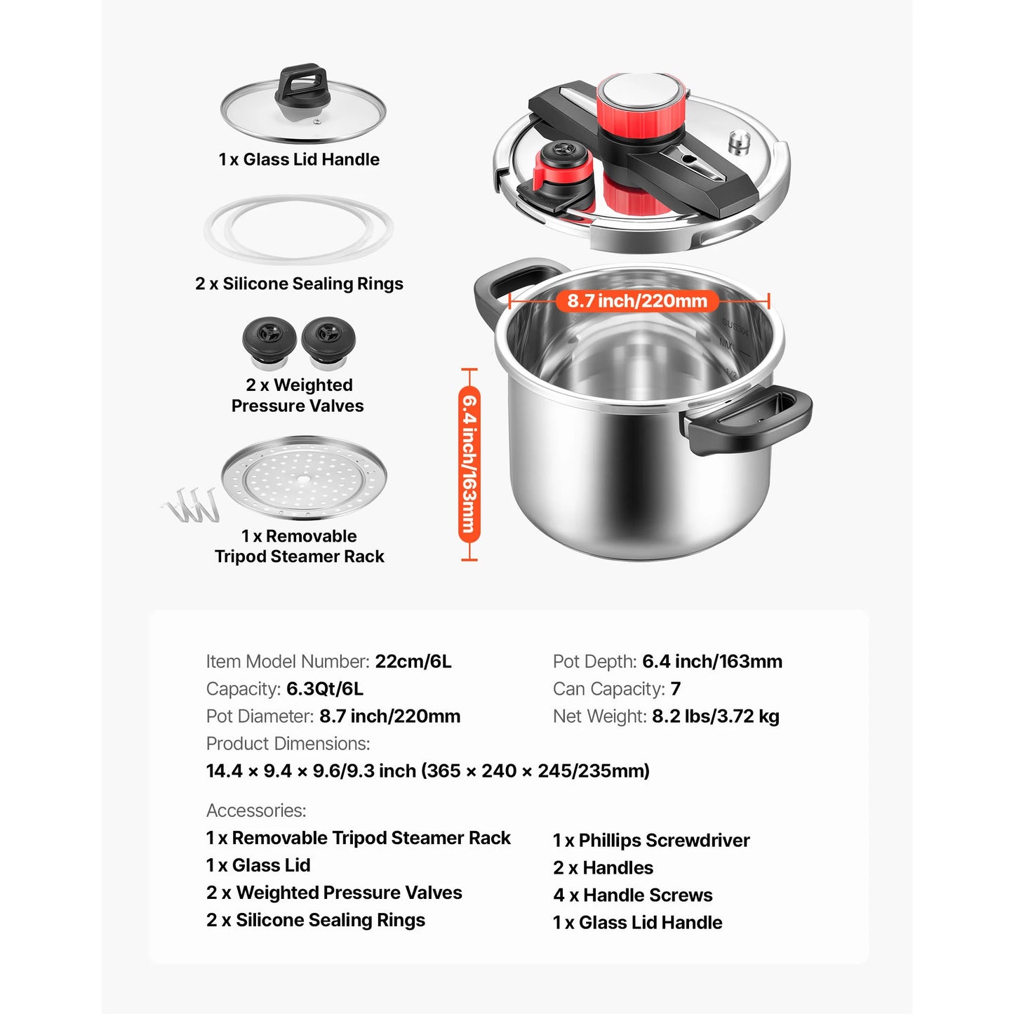 SucceBuy Stainless Steel Pressure Cooker With Steaming Rack by S And B Enterprise