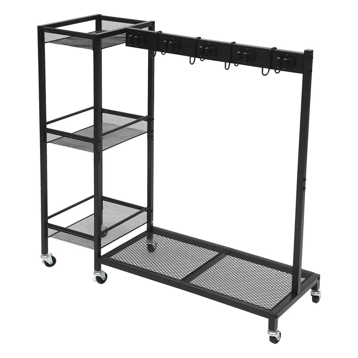 Iron Cleaning Tool Storage Cart On 6 Wheels With Hooks And Shelves by S And B Enterprise