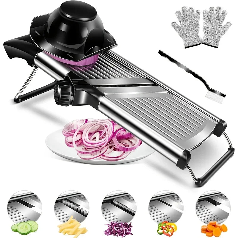 AEDG Stainless Steel Mandoline Slicer With 5 Blades by S And B Enterprise