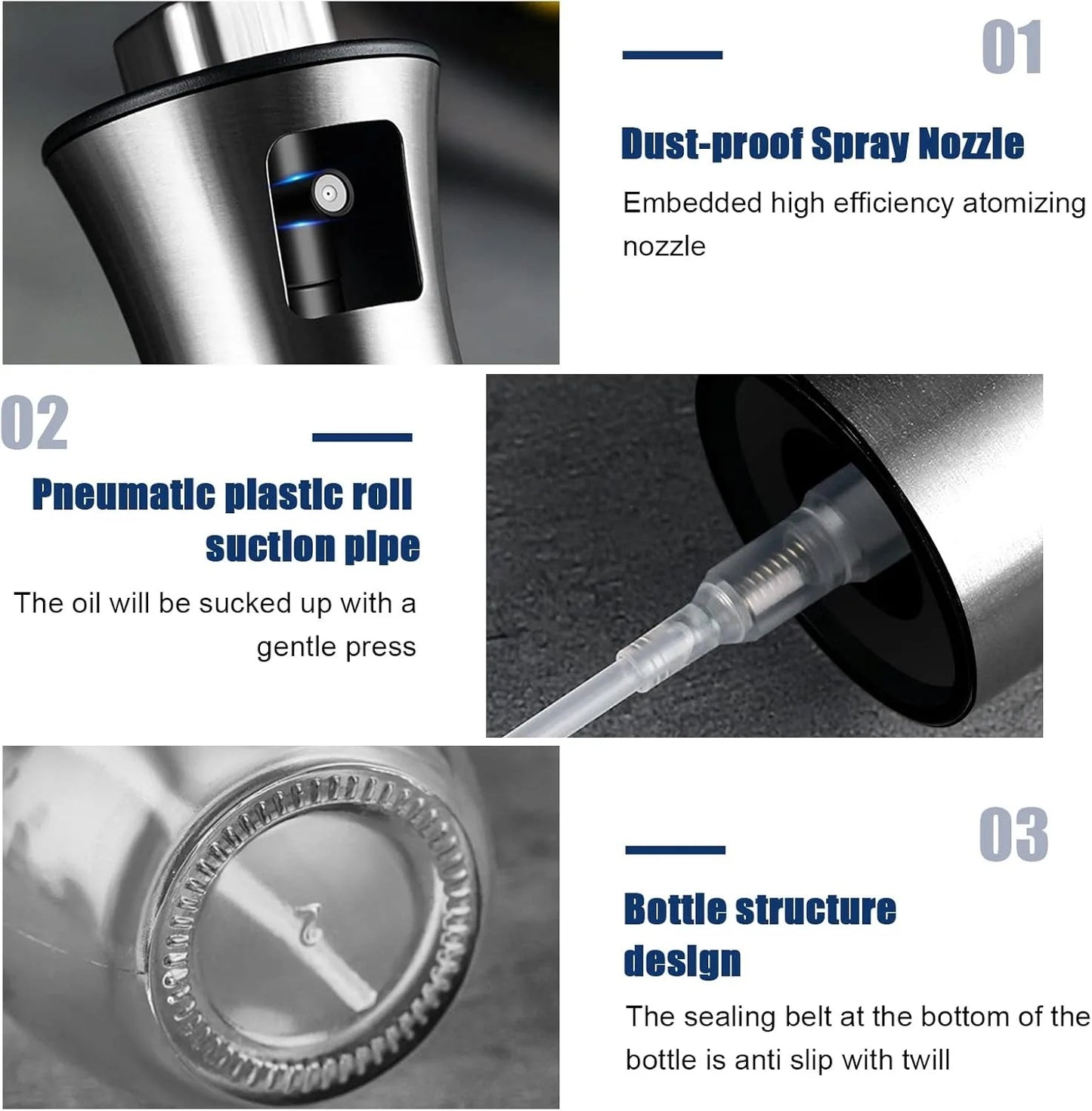 Oil Sprayer For Cooking 200ML Olive Oil Fine Mist Spray Bottle Stainless Steel Dispenser For Air Fryer Salad Baking by S And B Enterprise