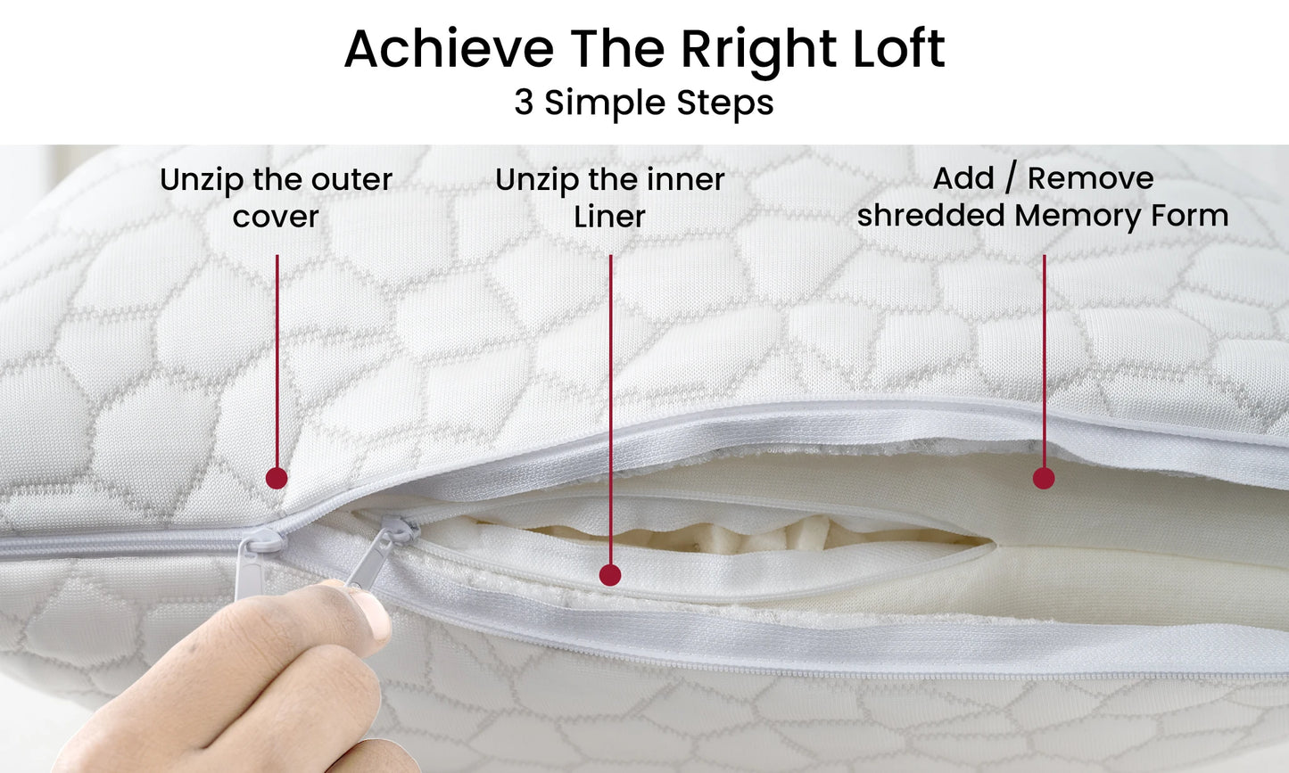 Lux Decor Shredded Memory Foam Pillows 2 Pack With Adjustable Loft