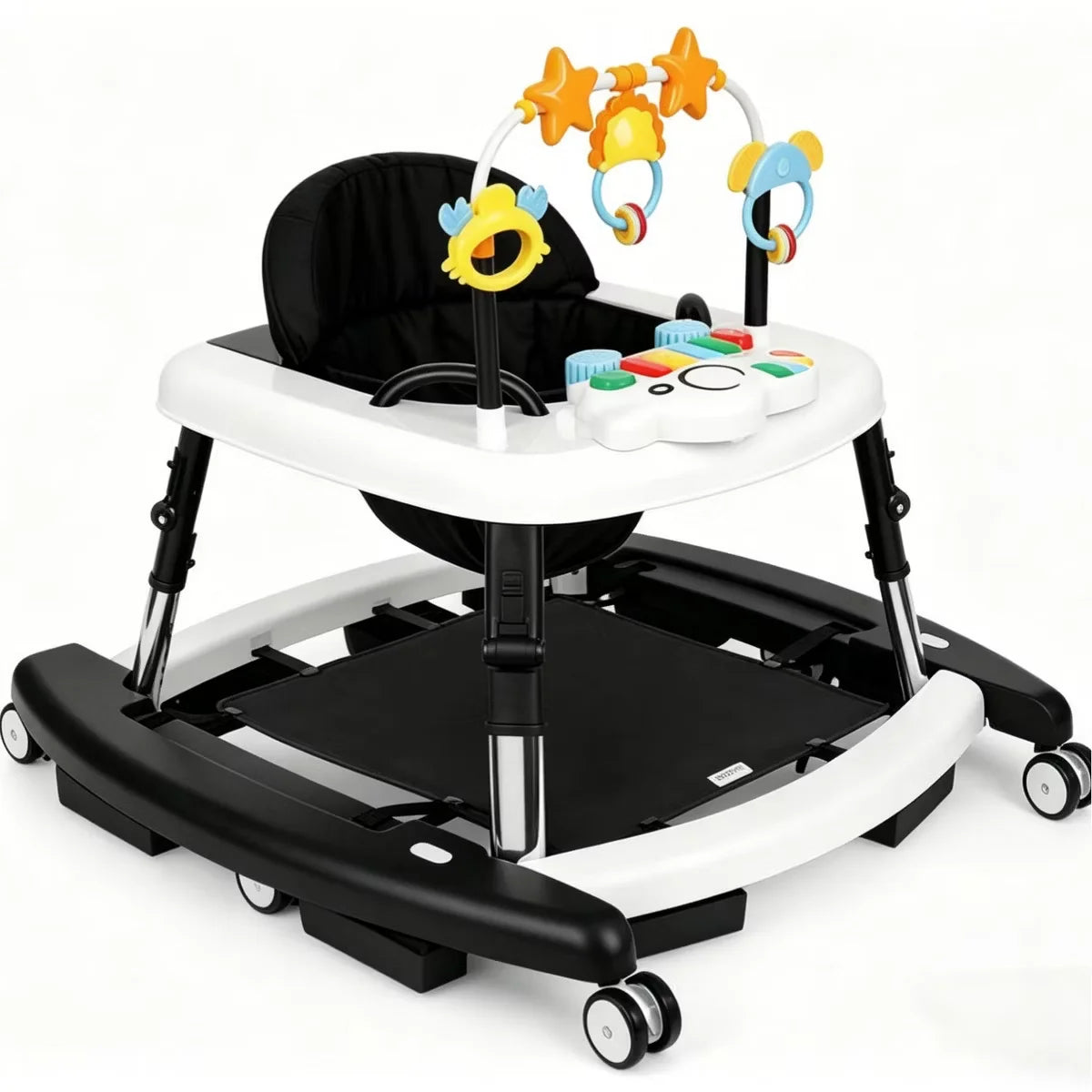 5-in-1 baby walker with adjustable height and colorful overhead toy arch by S And B Enterprise