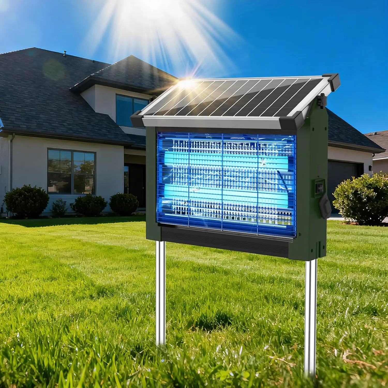 Solar Outdoor Mosquito Zapper 4500V Panel Sensor Waterproof by S And B Enterprise