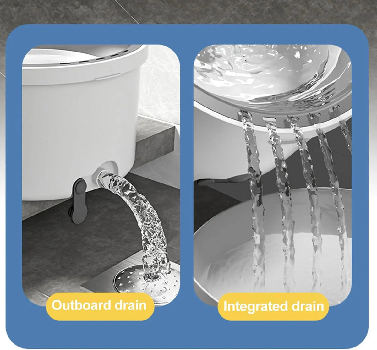 S And B Enterprise round flat mop bucket with adjustable handle and self-wringing spin mop; outboard & integrated drain