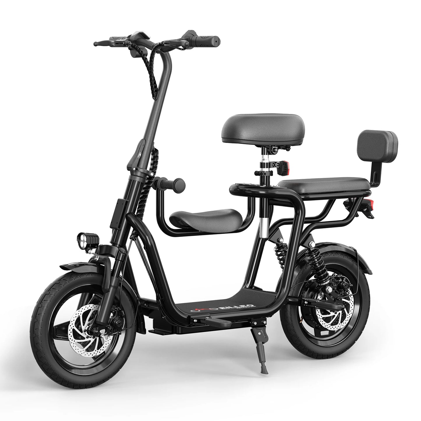 Electric scooter with seat for adults, 36V 500W motor, 17.4 mph, 20-mile range, black frame