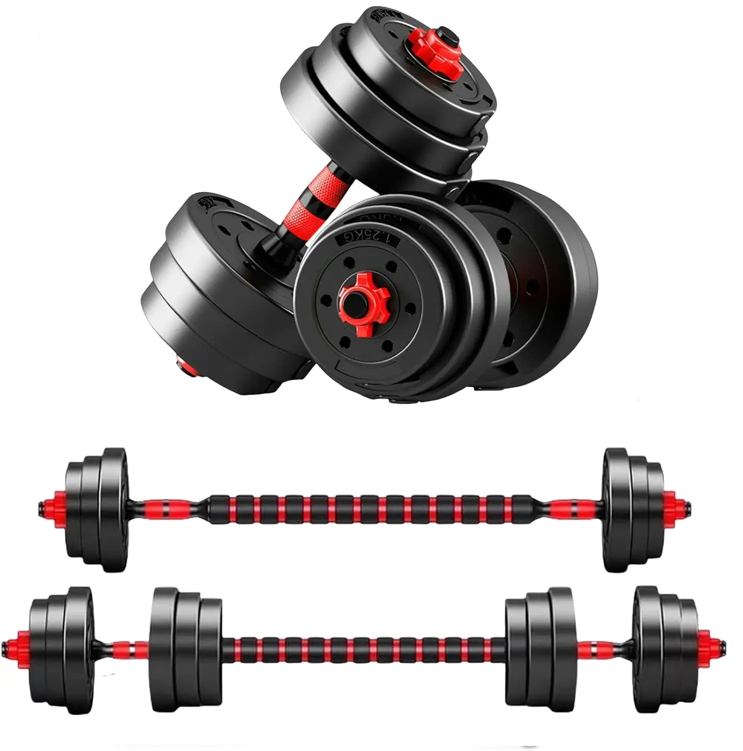 44bls Adjustable Dumbbell Set for Home Gym Fitness Weight Plates, 3-in-1 Ergonomic Modes, Heavy Duty Cast for Strength Training by S And B Enterprise