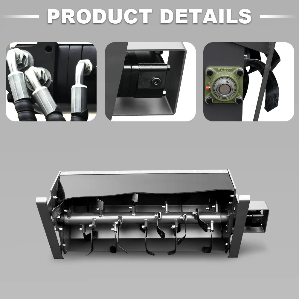 Rotary Tiller Skid Steer Loader Attachment For Garden Soil Tilling
