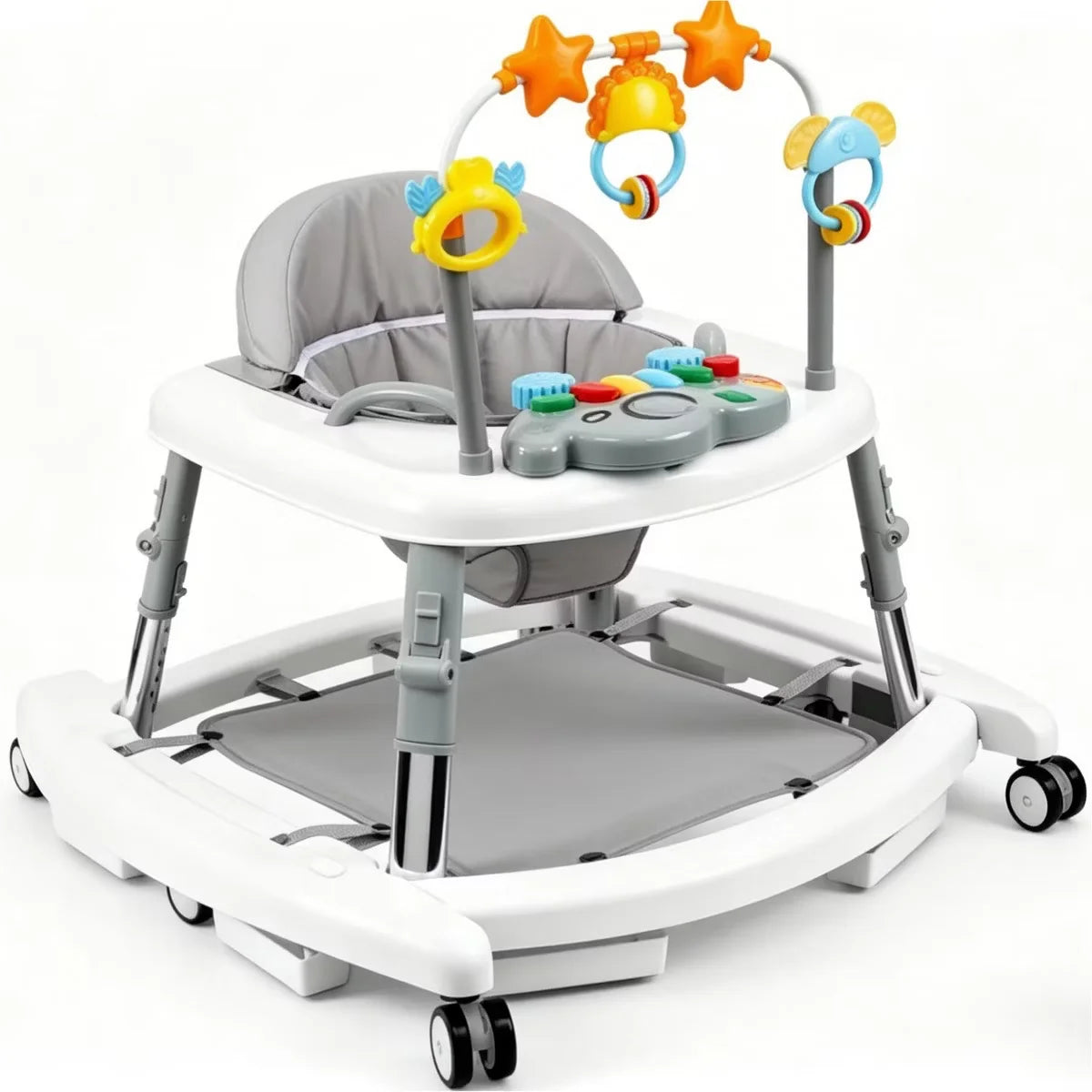 S And B Enterprise 5-in-1 baby walker with adjustable height, foldable design and colorful toy arches