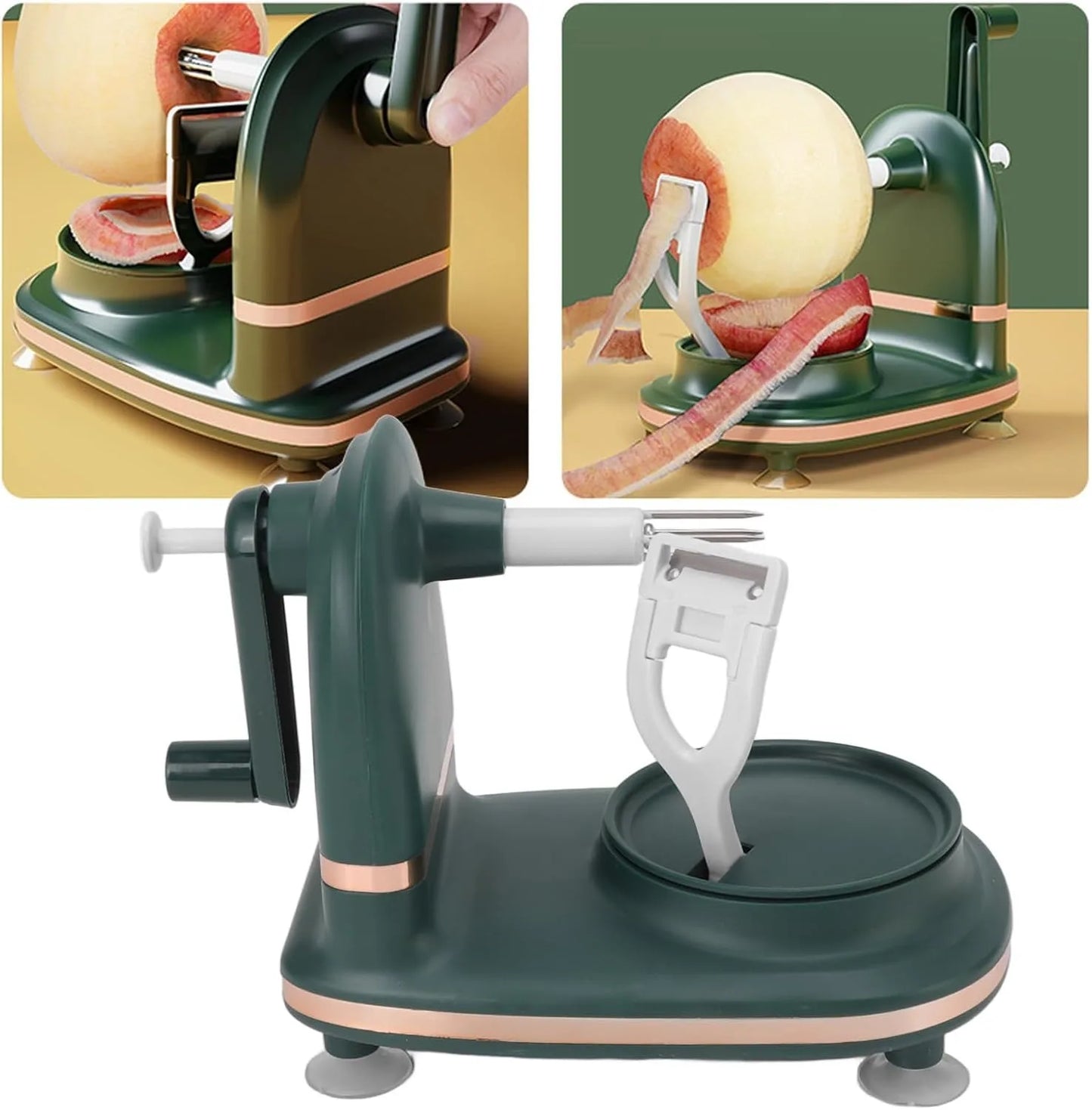 Apple Peeler Slicer Corer With Suction Grip Stainless Steel Blade