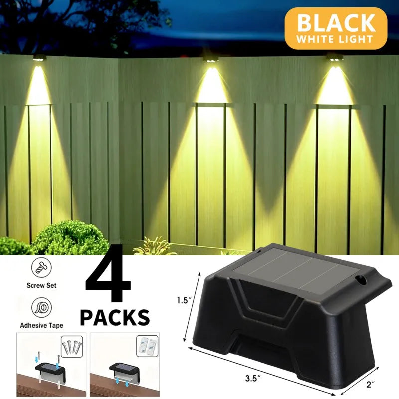 Solar Fence Lamp Outdoor Waterproof LED 7-Mode 4-Pack