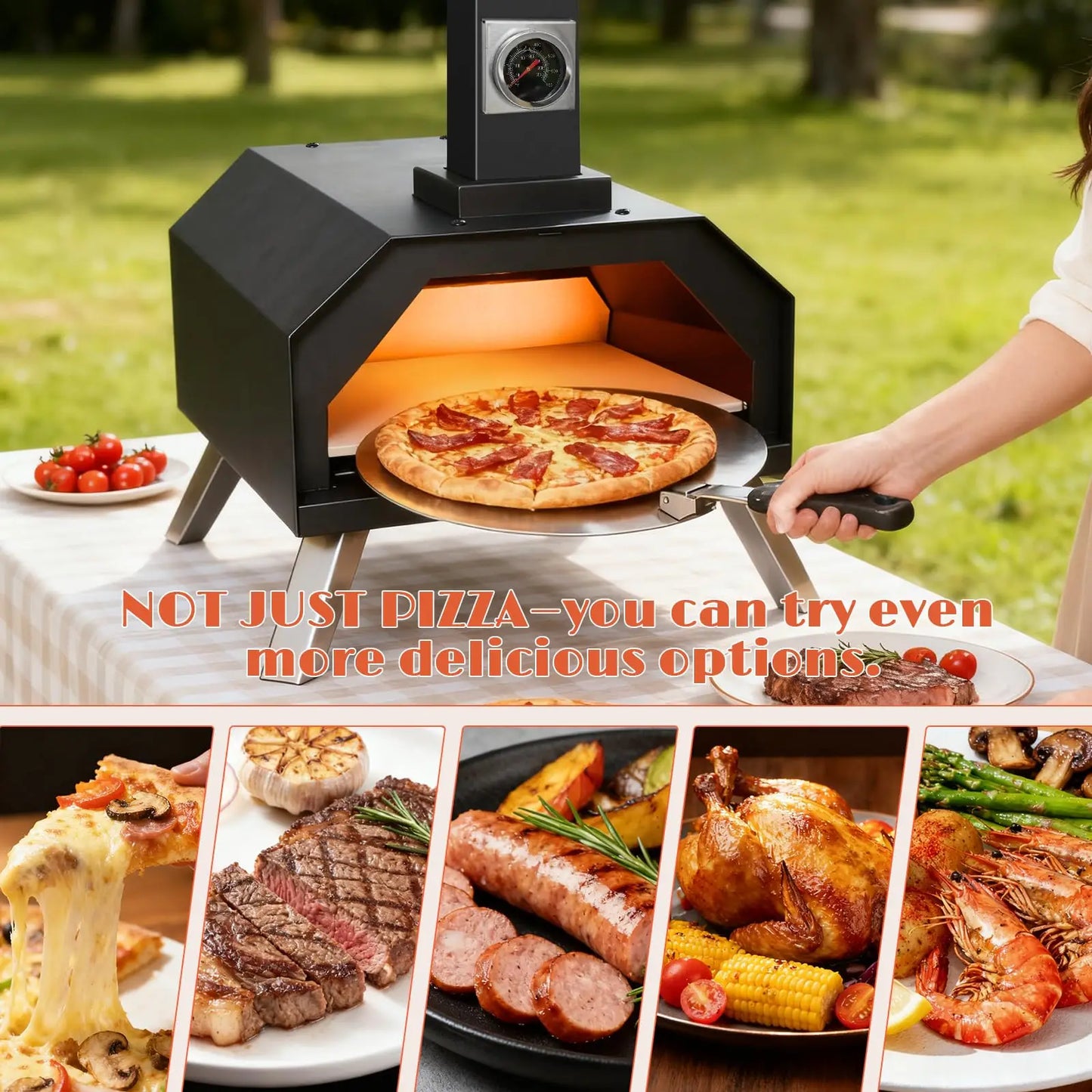 Karinear Outdoor Wood Pellet Pizza Oven With Peel And Cutter