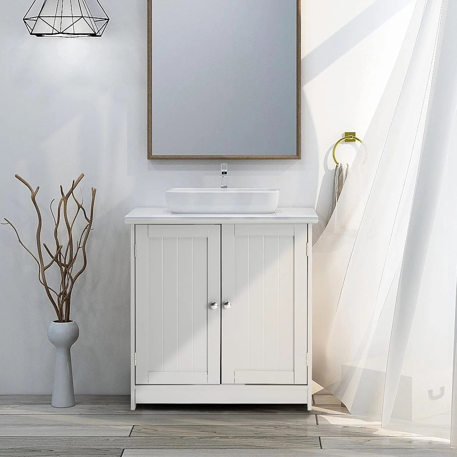 Pedestal Sink Cabinet Under-Sink Storage Vanity with Adjustable Shelf by S And B Enterprise