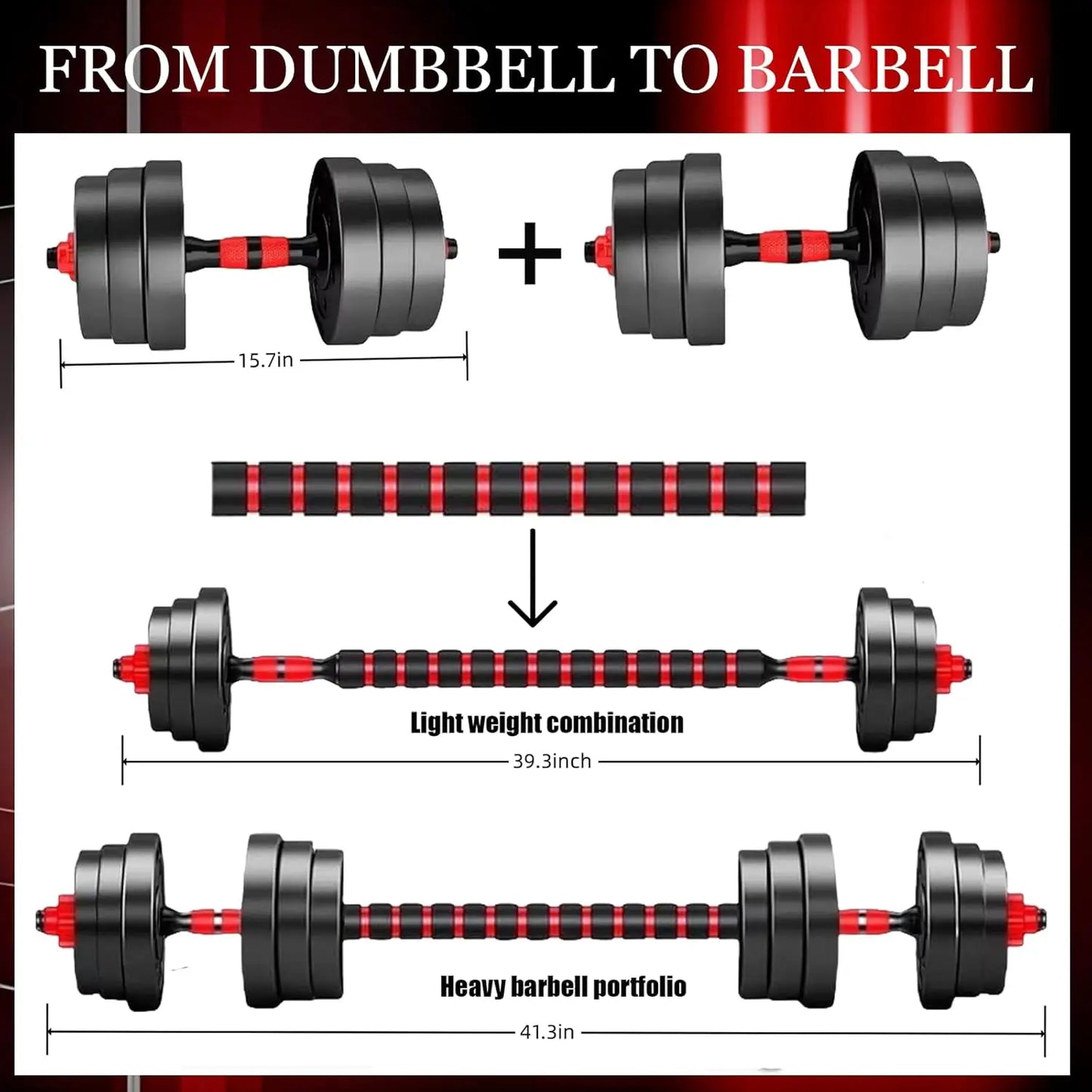 44bls Adjustable Dumbbell Set for Home Gym Fitness Weight Plates, 3-in-1 Ergonomic Modes, Heavy Duty Cast for Strength Training by S And B Enterprise