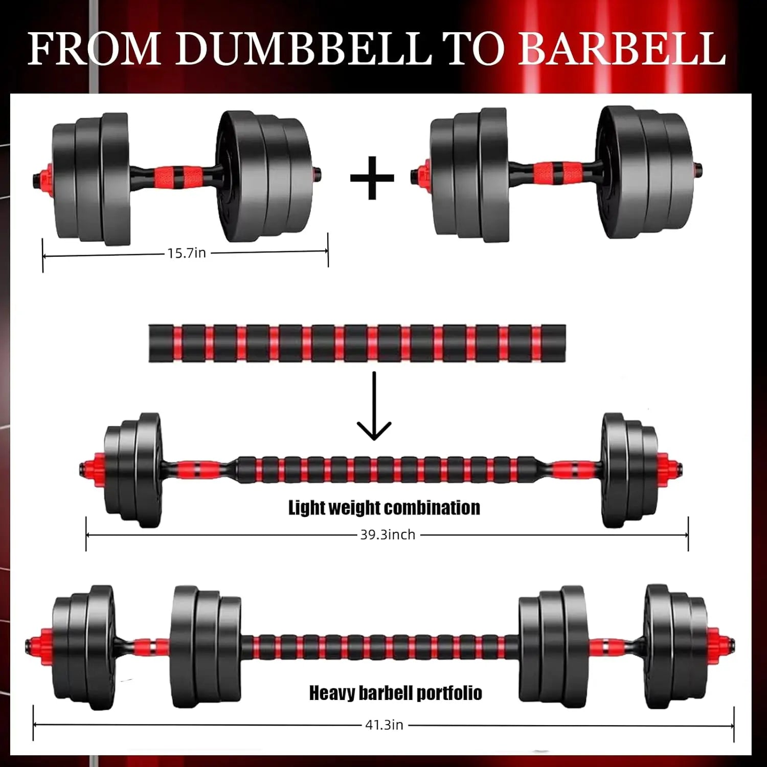 44bls Adjustable Dumbbell Set for Home Gym Fitness Weight Plates, 3-in-1 Ergonomic Modes, Heavy Duty Cast for Strength Training by S And B Enterprise