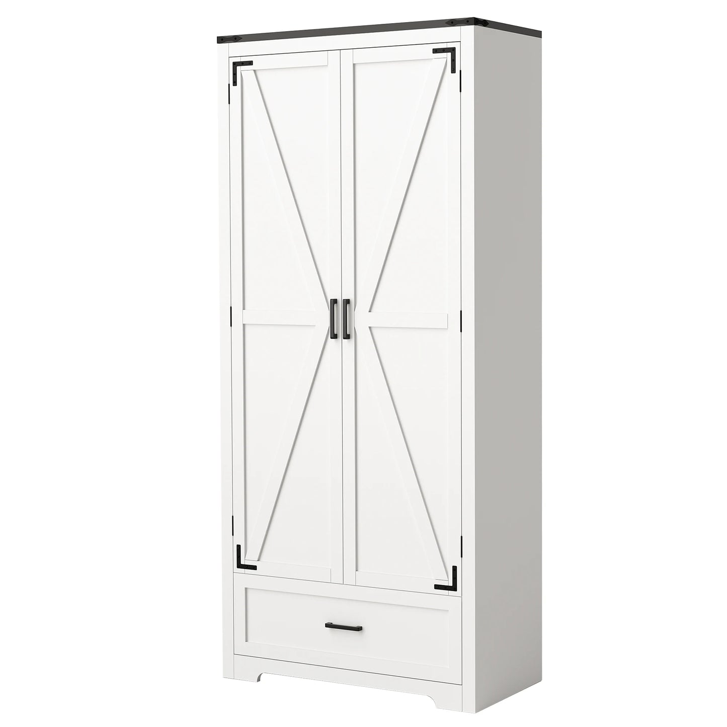 Farmhouse Kitchen Pantry Cabinet Wooden Storage With Drawers And Shelves by S And B Enterprise
