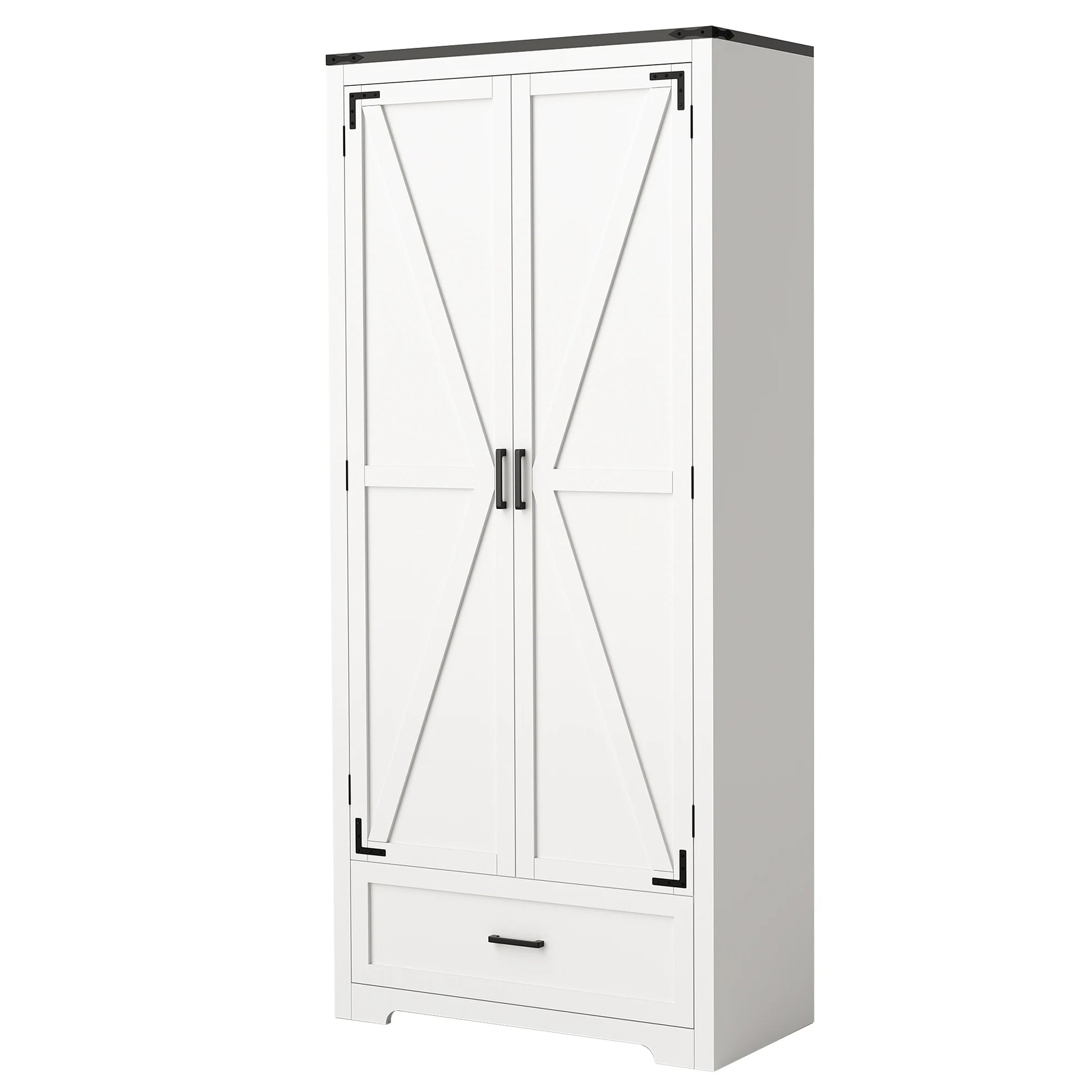 Farmhouse Kitchen Pantry Cabinet Wooden Storage With Drawers And Shelves by S And B Enterprise