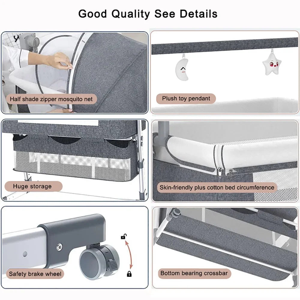 Baby Bassinet With Automatic Rocking And Bedside Sleeper