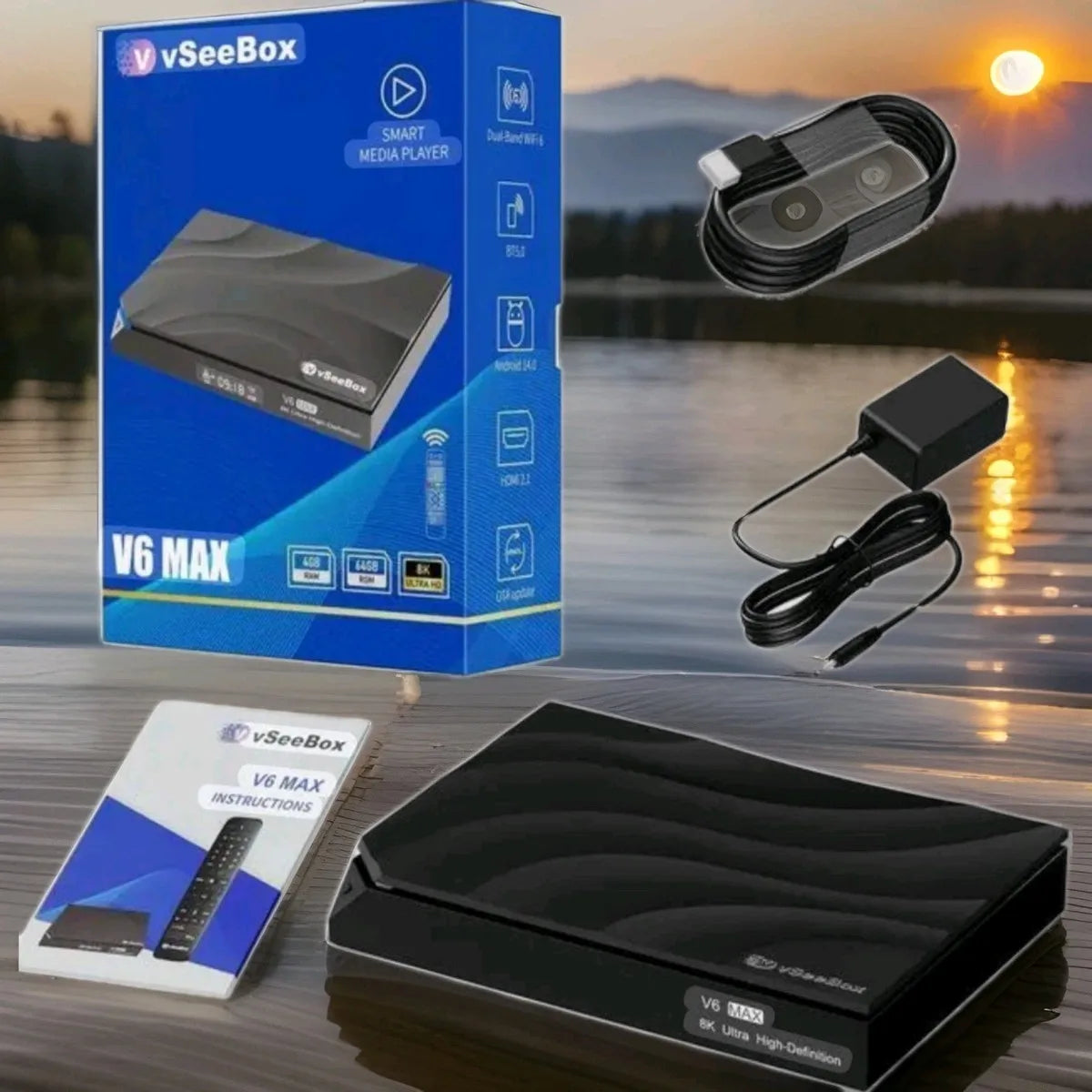 vSeeBox V6 MAX 2026 8K Streaming Box | 64GB NEW SEALED | FREE-SHIPPING | Authorized Distributor by S And B Enterprise