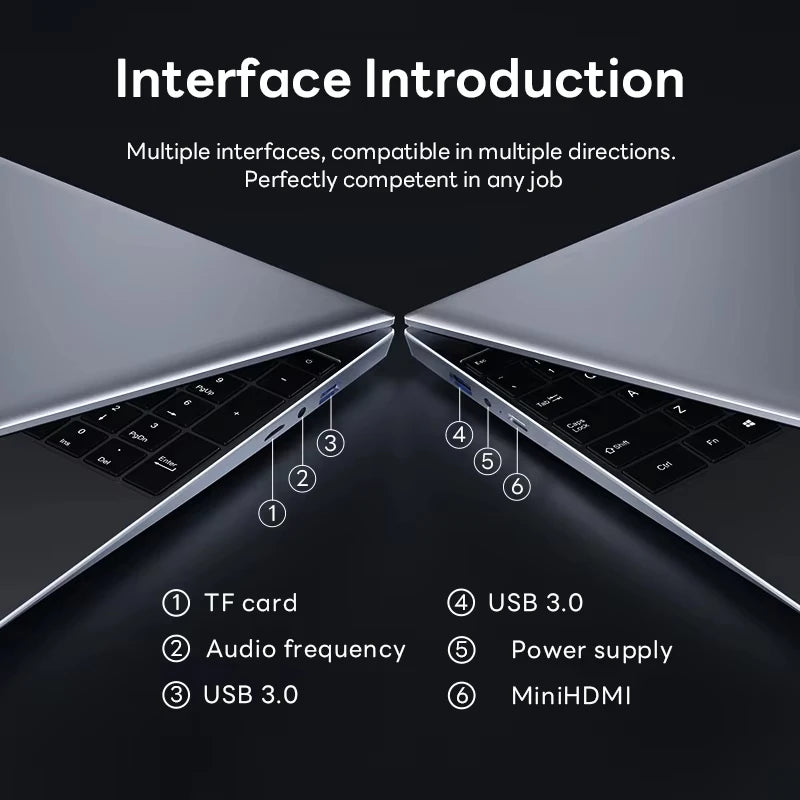 S And B Enterprise Windows 11 laptop: two silver notebooks with fingerprint unlock