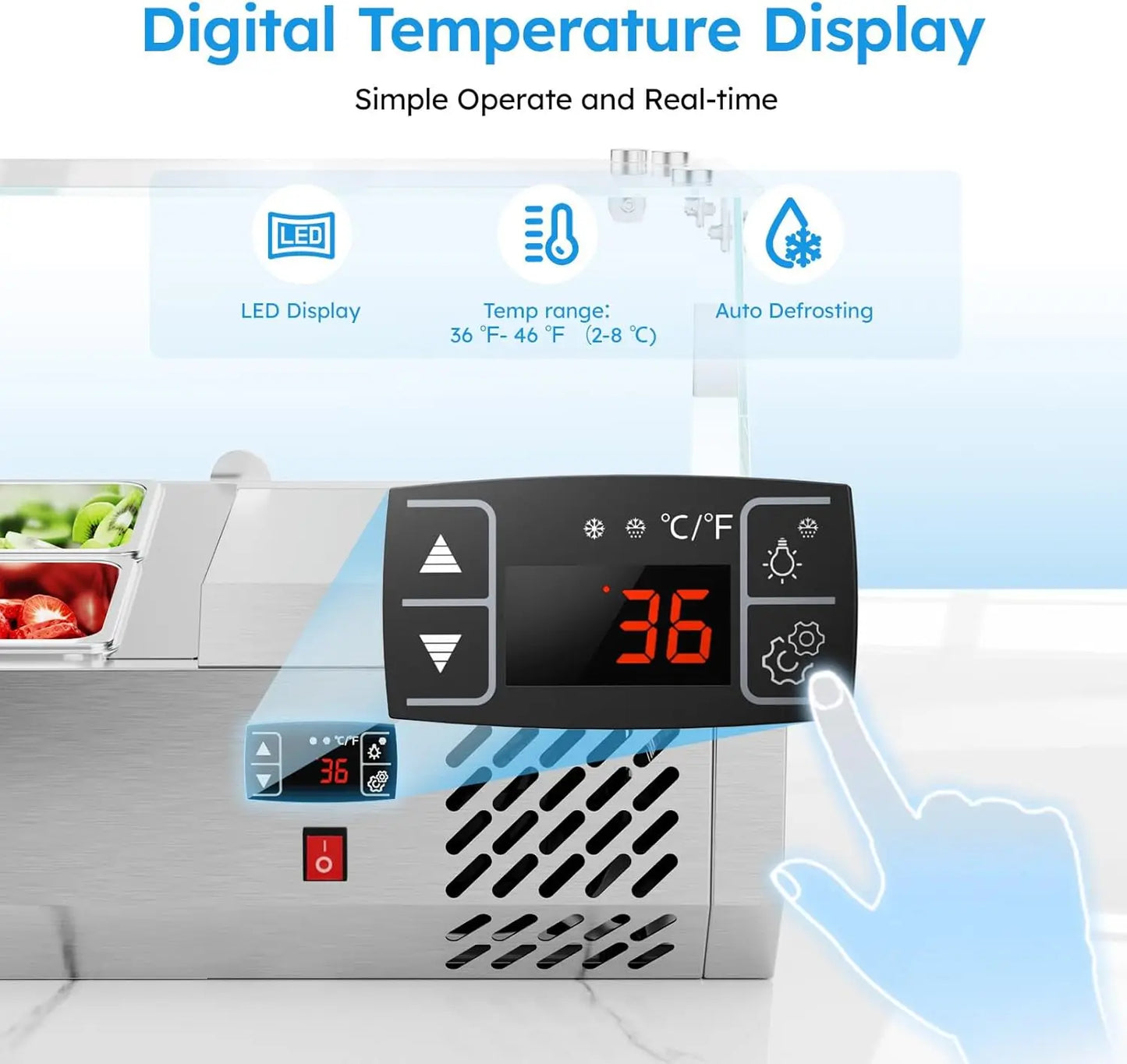 SHICUO ETL Certified Sandwich Salad Pizza Prep Table Refrigerator