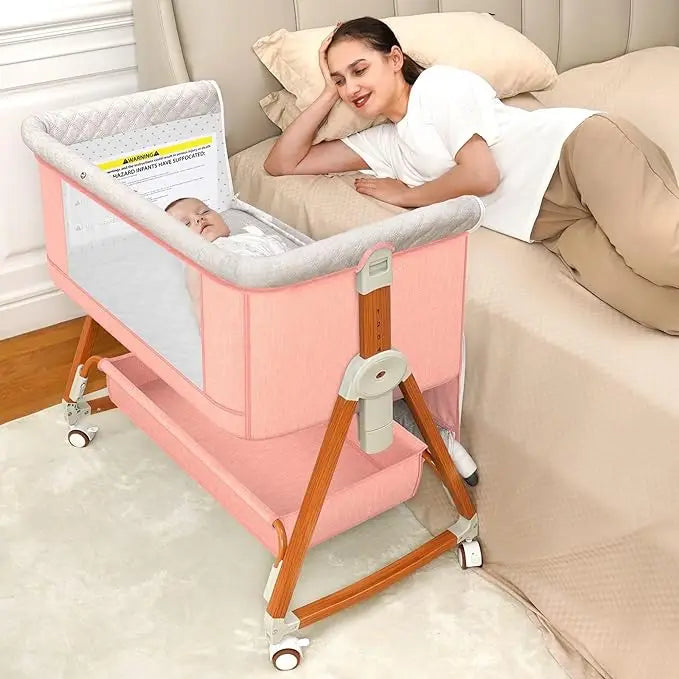 Foldable 3in1 Baby Bassinet Bedside Sleeper with Wheels
