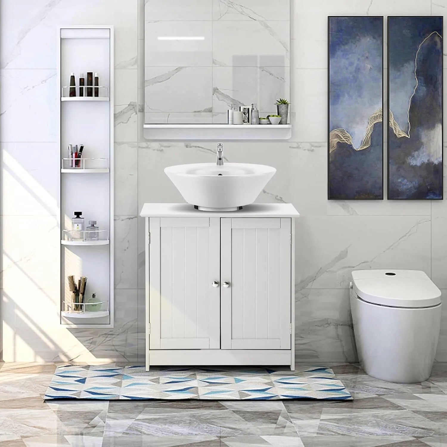 Pedestal Sink Cabinet Under-Sink Storage Vanity with Adjustable Shelf by S And B Enterprise
