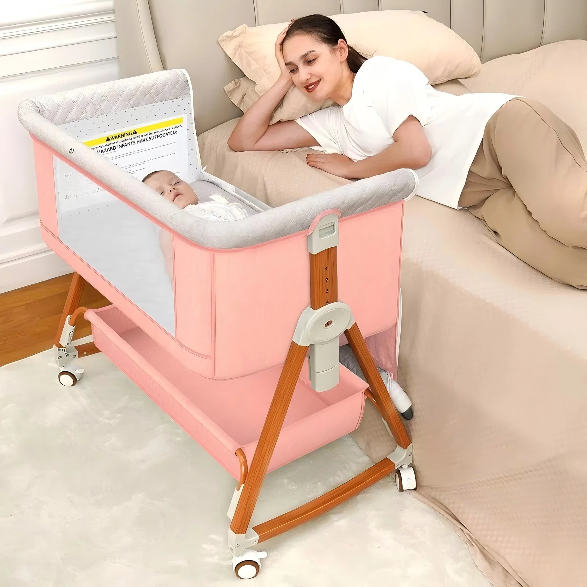 Portable Baby Bassinet 3-In-1 Foldable Crib With Rocking by S And B Enterprise