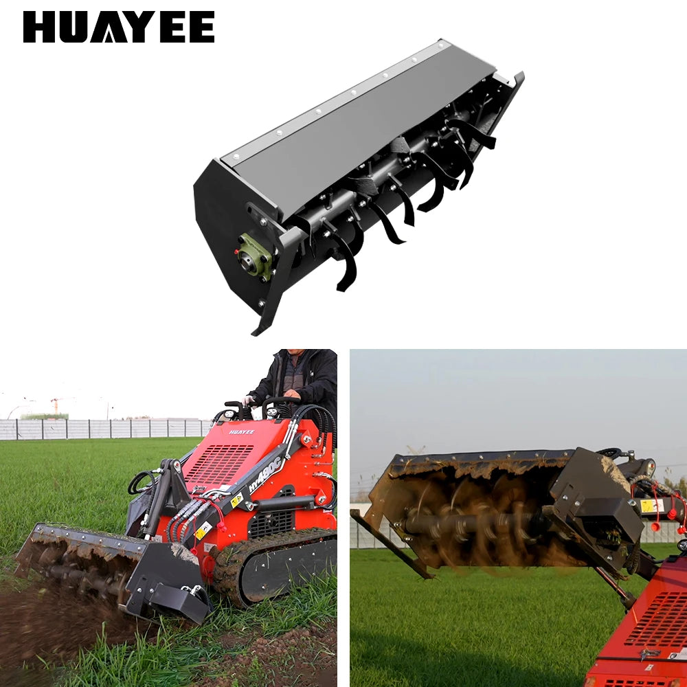 Rotary Tiller Skid Steer Loader Attachment For Garden Soil Tilling