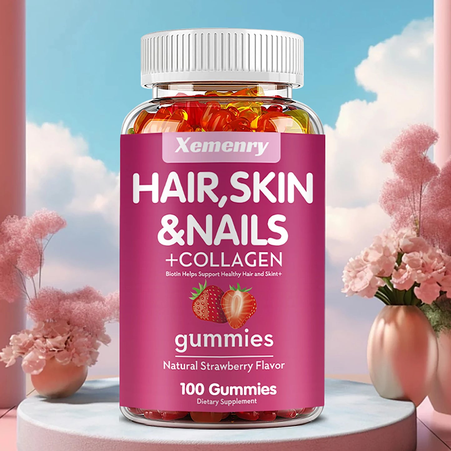 Xemenry Biotin Gummies For Hair Skin Nails And Collagen