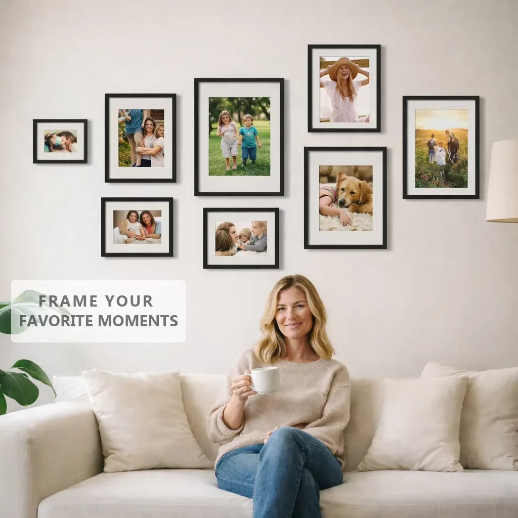 Aluminum Picture Frames Set, Modern Multi-Frame Wall Display