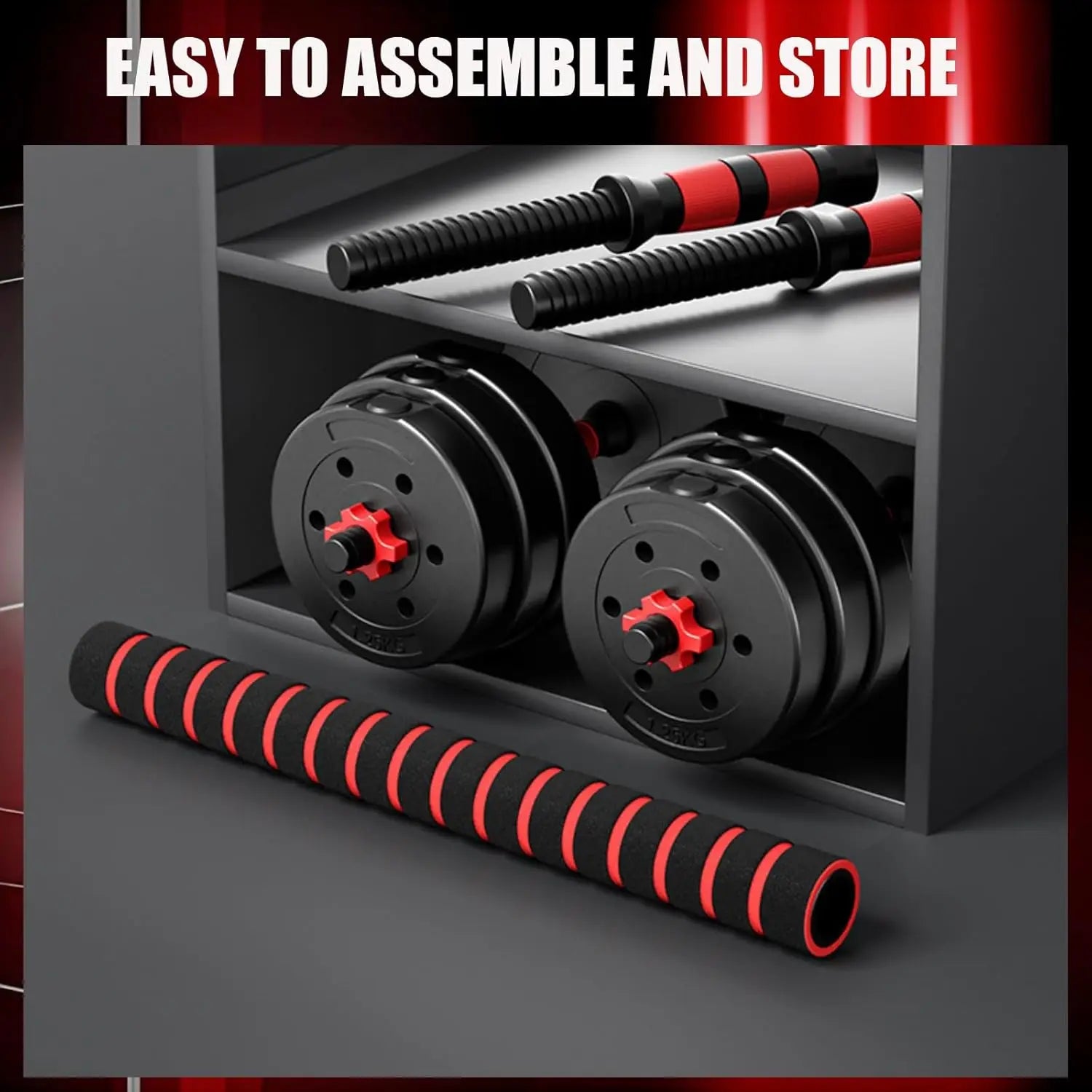 44bls Adjustable Dumbbell Set for Home Gym Fitness Weight Plates, 3-in-1 Ergonomic Modes, Heavy Duty Cast for Strength Training by S And B Enterprise