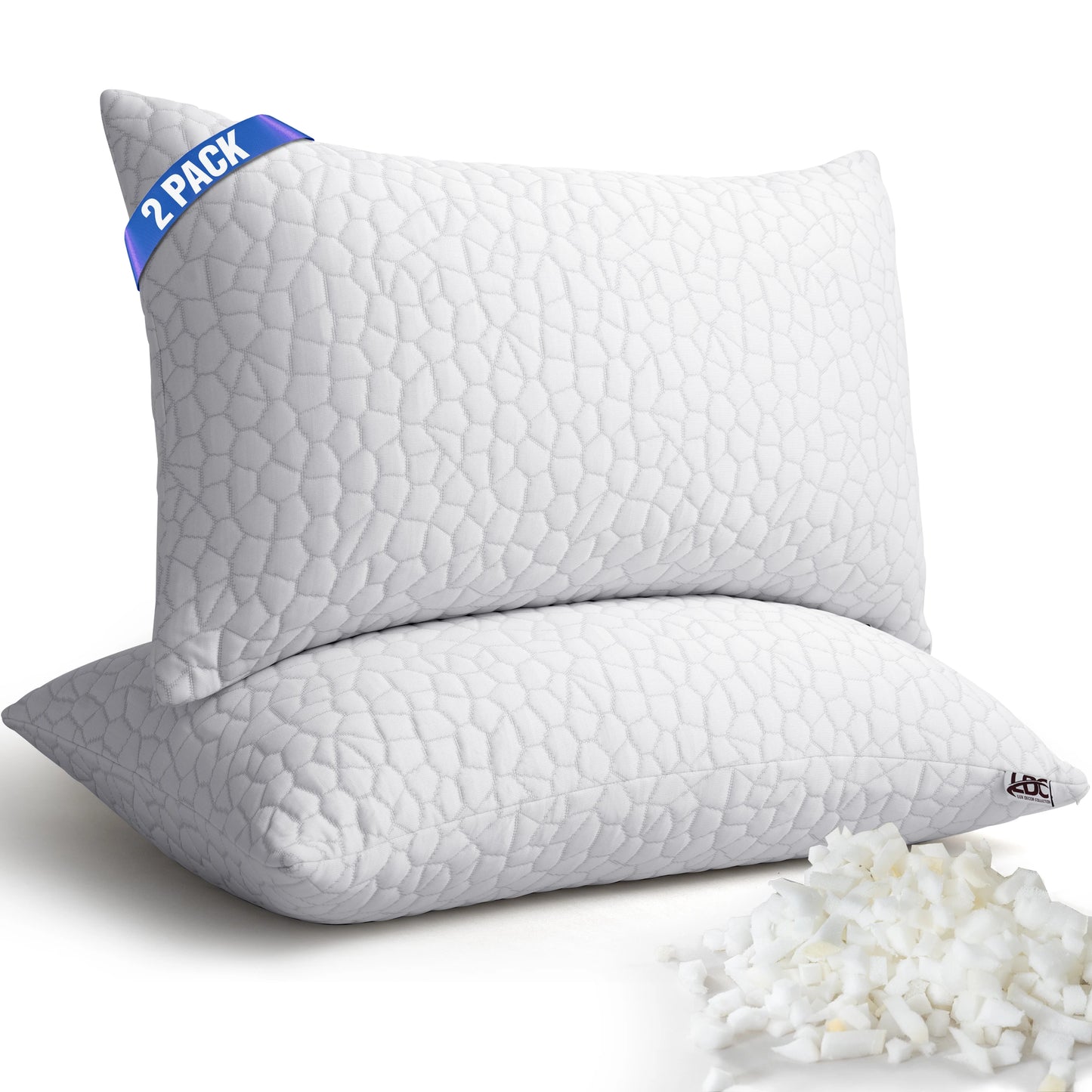 Lux Decor Shredded Memory Foam Pillows 2 Pack With Adjustable Loft