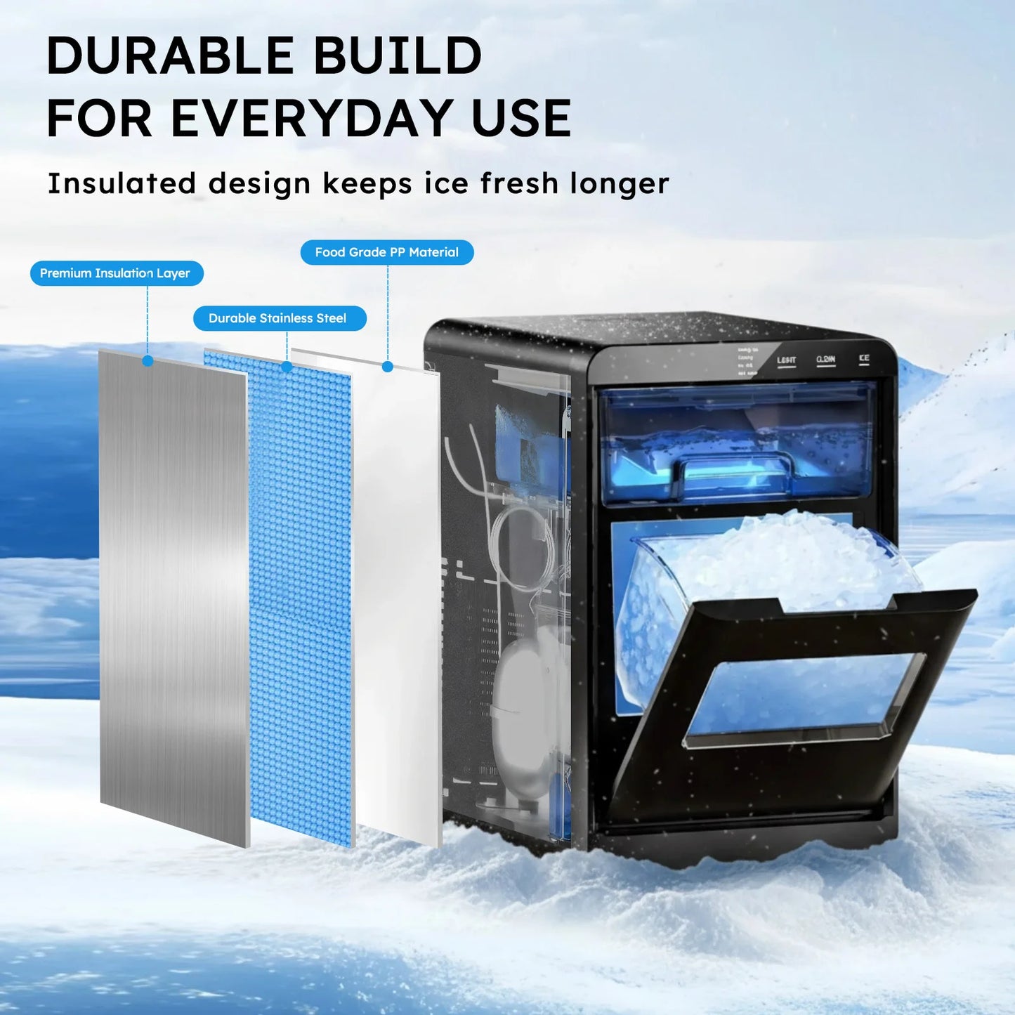SHICUO Nugget Ice Maker Countertop 44 Lbs Per Day Self-Cleaning
