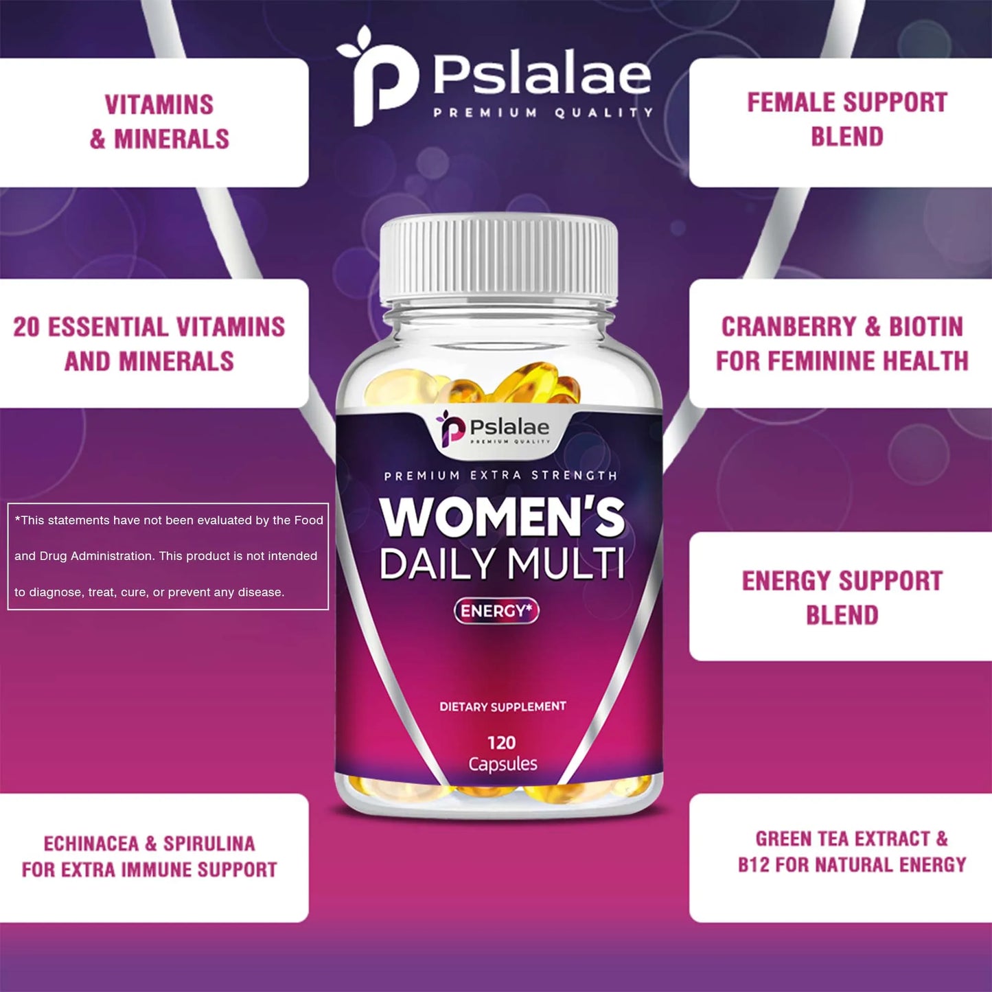 PslalaeCharge Women's Daily Multivitamin Capsules For Energy And Immunity