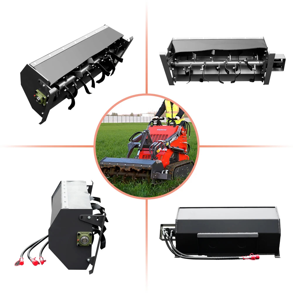 Rotary Tiller Skid Steer Loader Attachment For Garden Soil Tilling