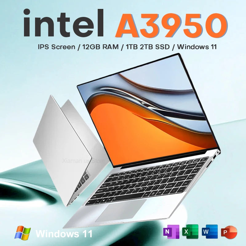 2026 Intel Core Atom A3950 Portable Laptop Computer 14.1 inch HD Gaming Laptop Windows 11 Pro SSD 512GB RAM 12GB RAM PC Notebook