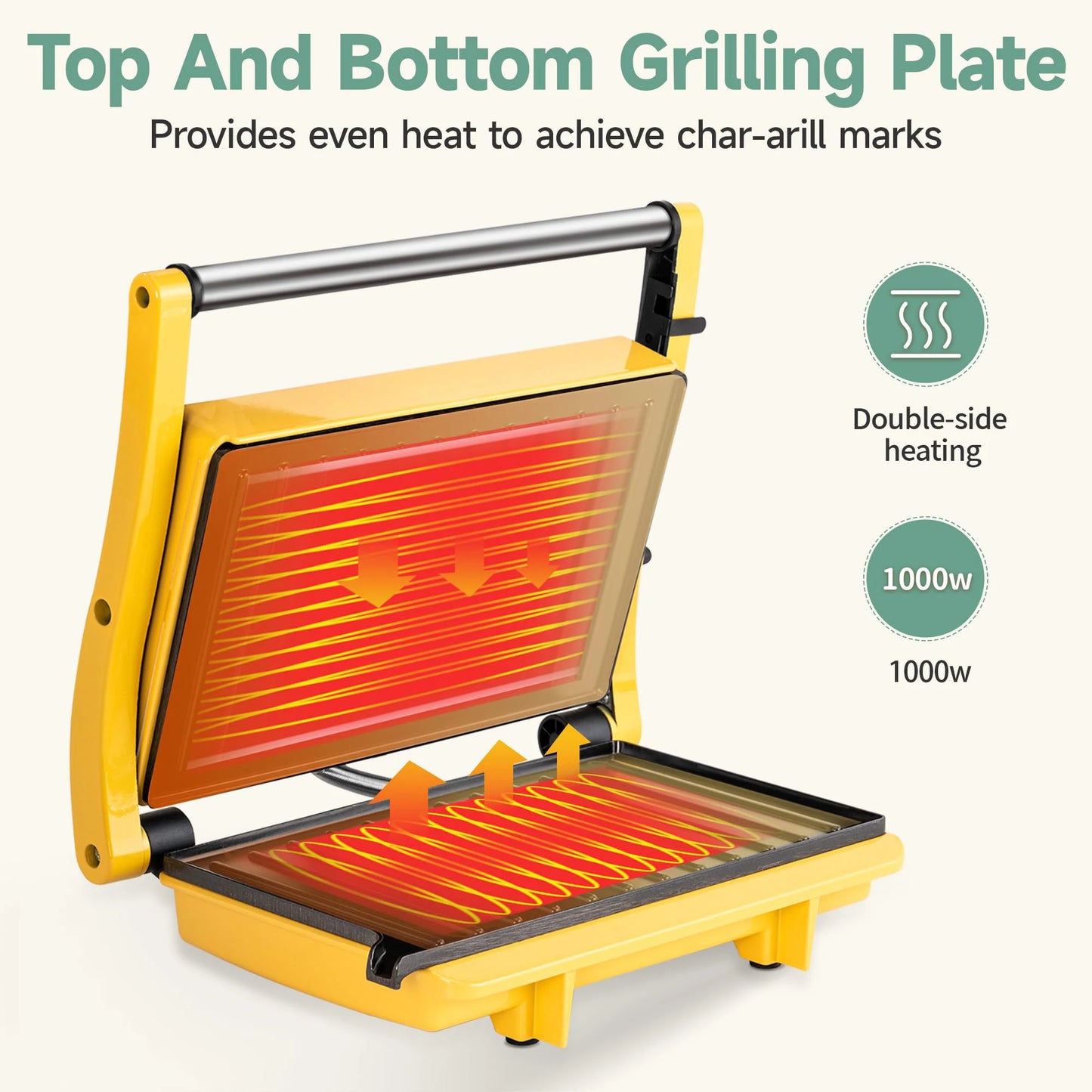 Suslas Cooking 1000W Panini Press Grill Nonstick Plates 2 Slice by S And B Enterprise