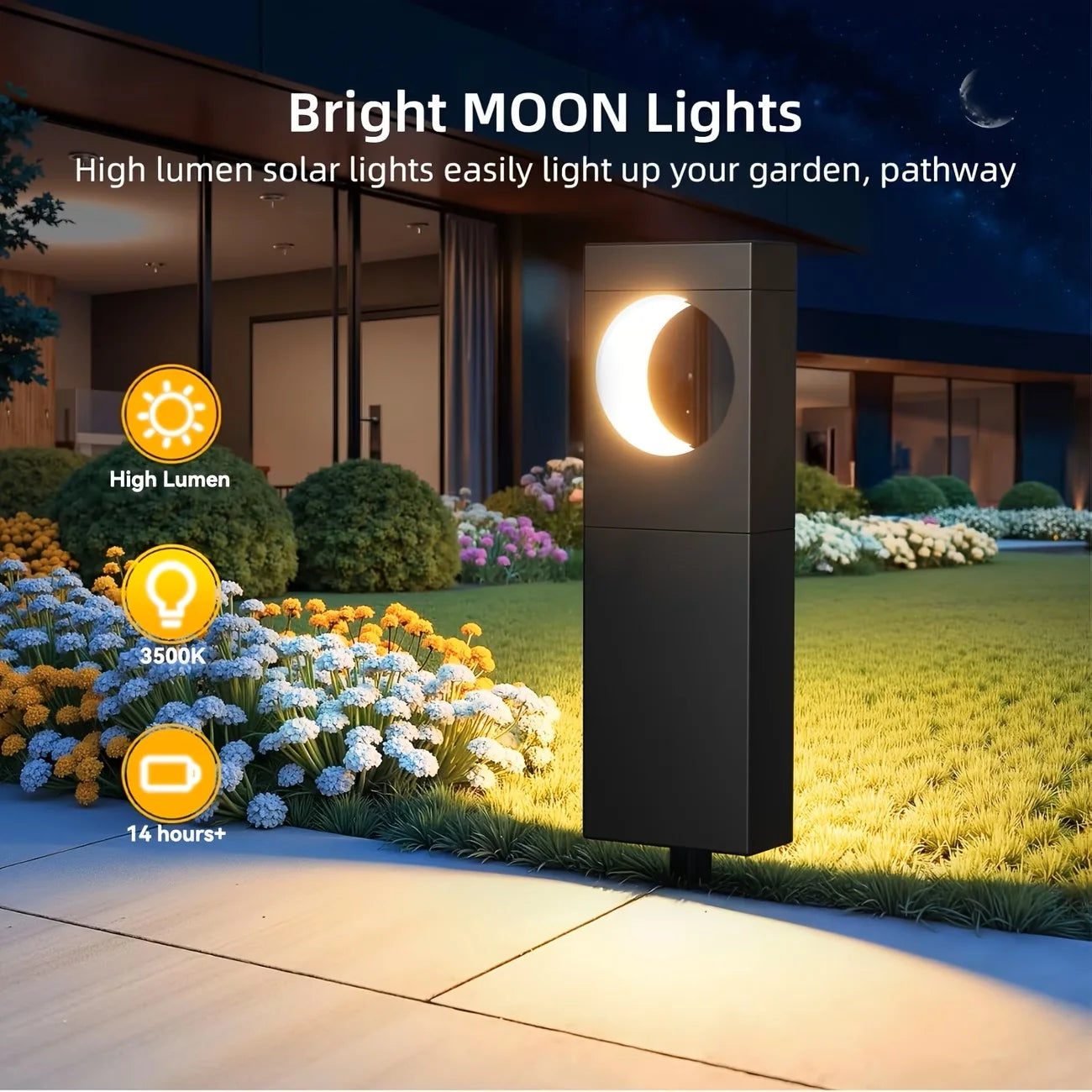 Solar Pathway Lights Outdoor Waterproof Bright Moon Auto On/Off Garden Light for Yard Patio Porch Lawn Outside Decor Lighting by S And B Enterprise