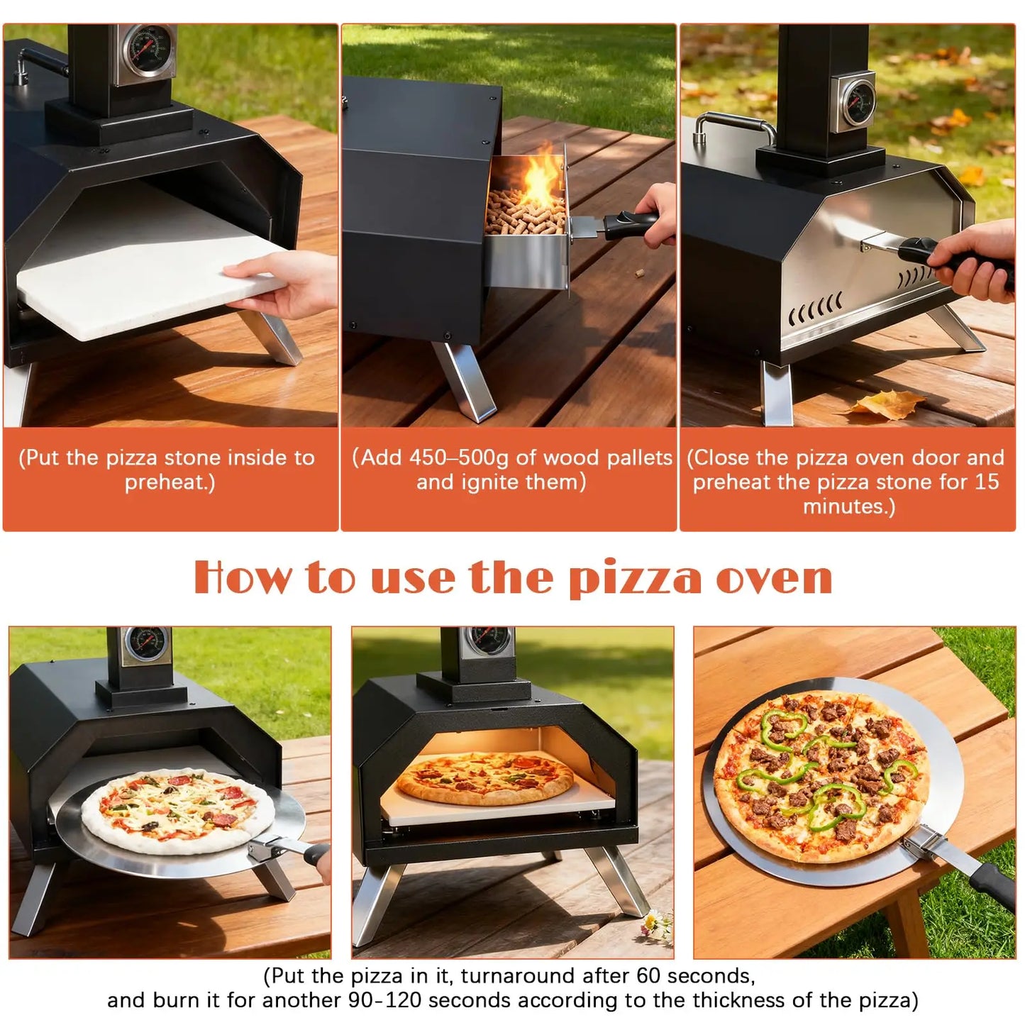 Karinear Outdoor Wood Pellet Pizza Oven With Peel And Cutter