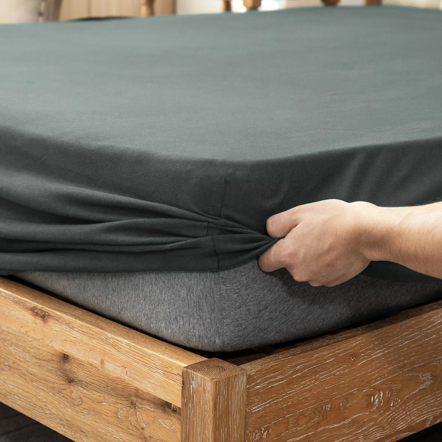 4-Piece 100% Cotton Jersey Knit Sheet Set – Ultra Soft & Breathable Bedding Set with Deep Pocket Fitted Sheet, Flat Sheet & 2 Pillowcases（Without Core） – Wrinkle Free, Machine Washable, Secure Fit & Cozy Comfort for A by S And B Enterprise