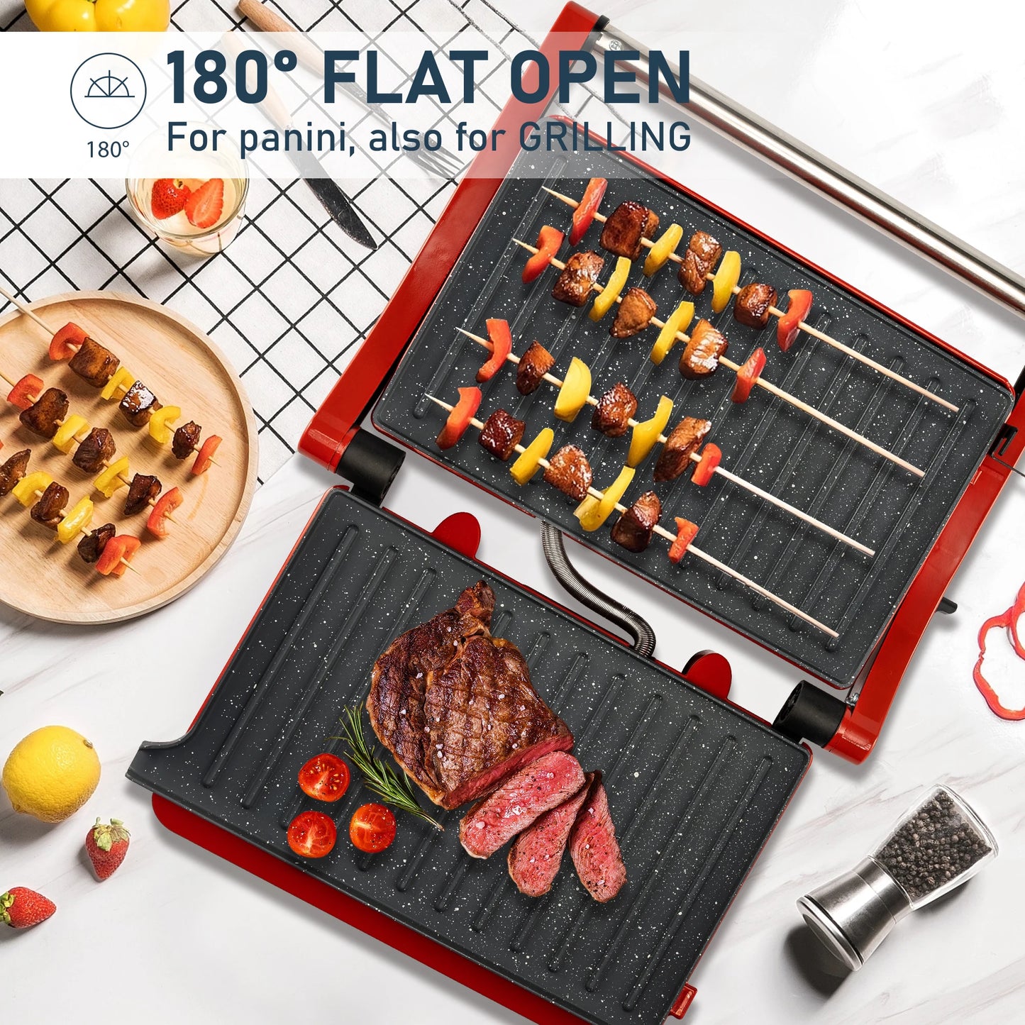 Suslas Cooking 1000W Panini Press Grill Nonstick Plates 2 Slice by S And B Enterprise