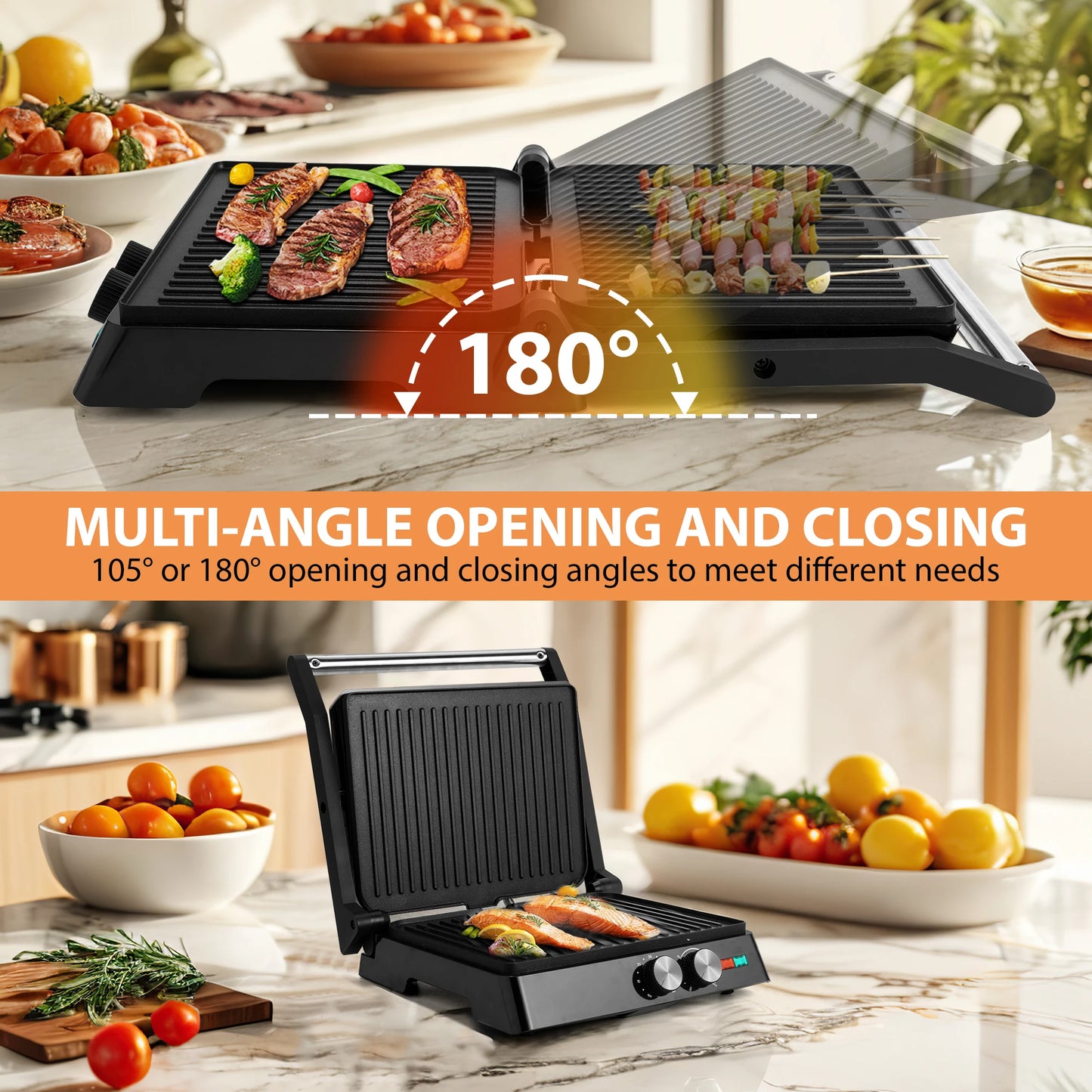 Suslas 1800W Electric Panini Grill And Sandwich Maker