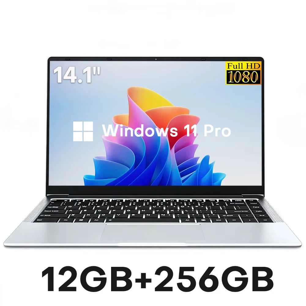 2026 Intel Core Atom A3950 Portable Laptop Computer 14.1 inch HD Gaming Laptop Windows 11 Pro SSD 512GB RAM 12GB RAM PC Notebook