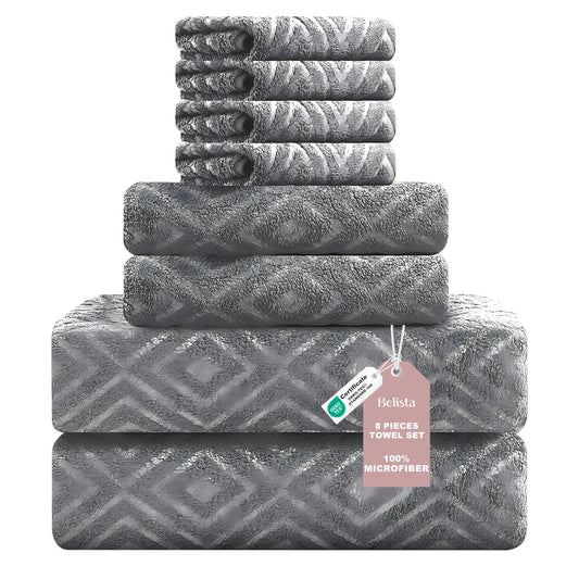 Belista 8-Piece Towel Set Microfiber Absorbent For Gym Spa Home