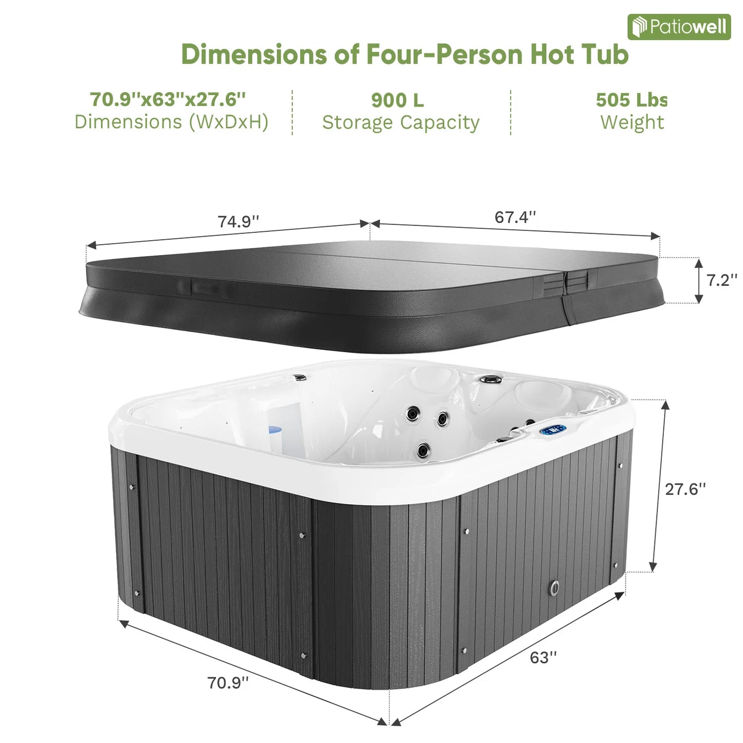 Outdoor Hot Tub With Intelligent Control And Water Purification