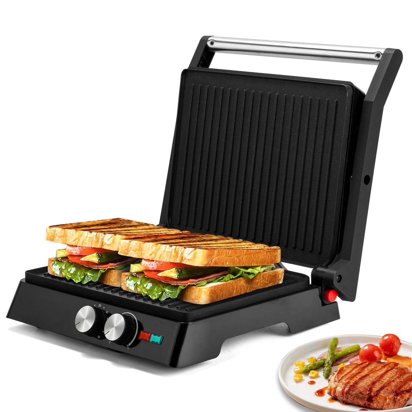 Suslas 1800W Electric Panini Grill And Sandwich Maker