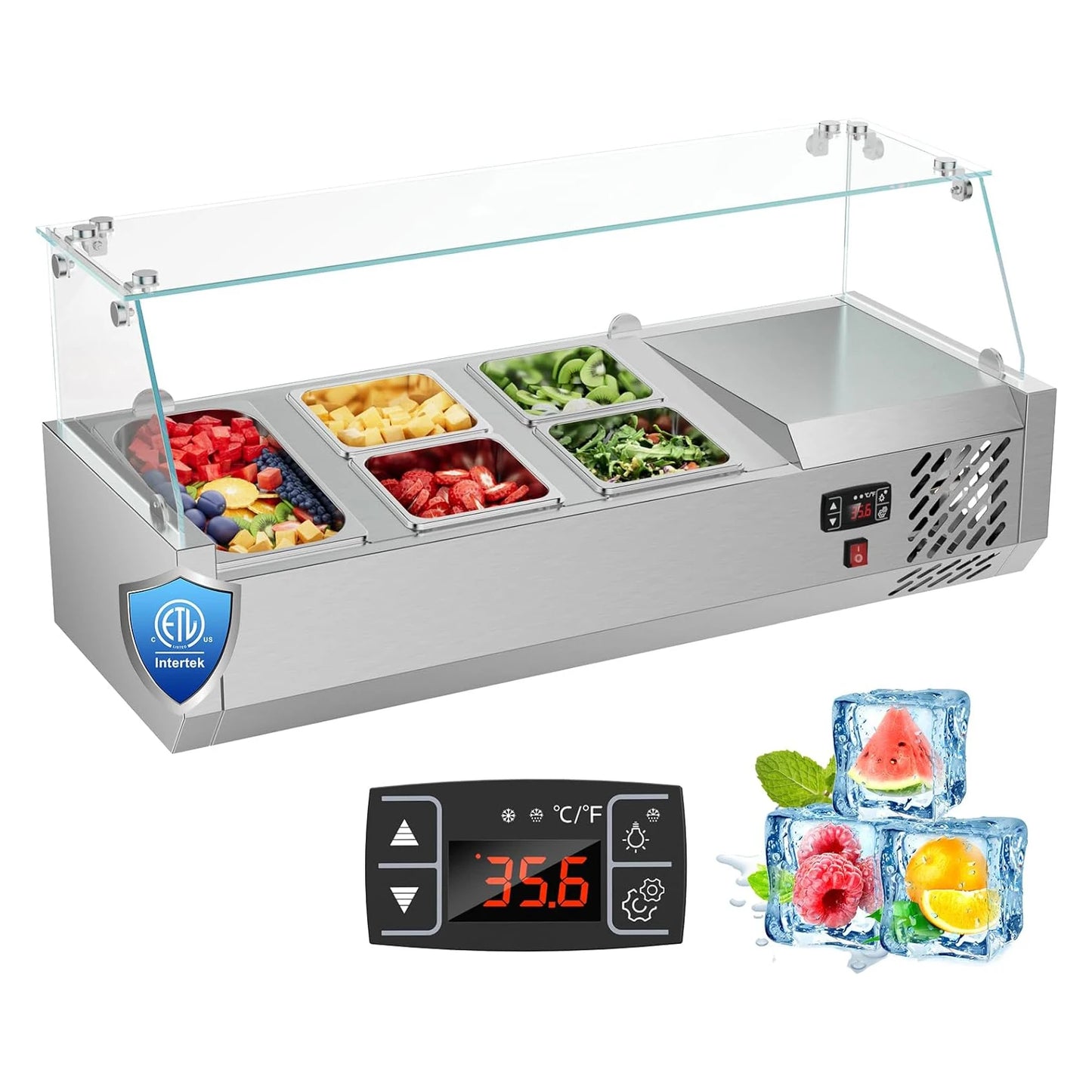 SHICUO ETL Certified Sandwich Salad Pizza Prep Table Refrigerator