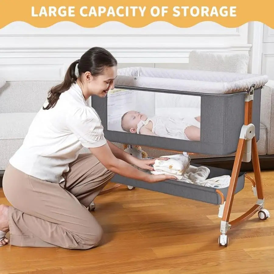 Foldable 3in1 Baby Bassinet Bedside Sleeper with Wheels